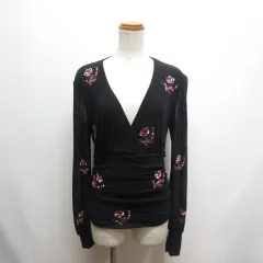 ヴィヴィアンタム VIVIENNE TAM 花柄 花刺繍 シアー カットソー フラワー 2 黒 ブラック 長袖 カシュクール ブラウスのサムネイル