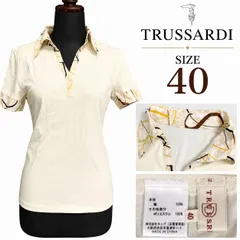 TRUSSARDI/トラサルディ★半袖ポロシャツ【40/レディースL程度/白系/ivory】Vネック/ゴルフ/スポーツ/Tops/Shirt◆BJ169-aのサムネイル