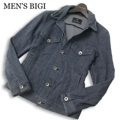 MEN'S BIGI メンズビギ 通年★ 襟ワイヤー ストライプ スリム トラッカー ジャケット Sz.2 メンズ ネイビーのサムネイル