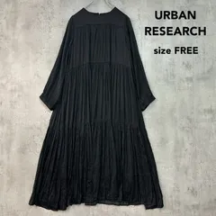 URBAN RESEARCH アーバンリサーチ Free ブラック ランダムプリーツティアードロングワンピース ロング丈 マキシ丈 長袖 フレア Aライン シワ加工 大人カジュアル お洒落 かわいい ★ ■◇ ◇■
