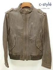 P102 [人気] MEN'S BIGI メンズビギ ライダースジャケット 02 ブラウン シングル 羊革 レザー M0163LJM121 | ★のサムネイル