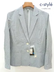 H260 [未使用品] Eddie Bauer エディーバウアー ジャケット PXL グレー×ホワイト 薄手 ギンガムチェック レディース | ★のサムネイル