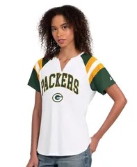スターター レディース トップス Tシャツ Starter Womens White Green Bay Packers Game Onotch Neck TShirt White Green ホワイのサムネイル
