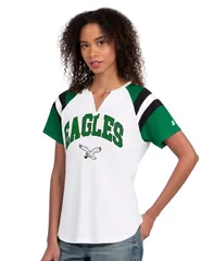 スターター レディース トップス Tシャツ Starter Womens White Philadelphia Eagles Game Onotch Neck TShirt White Green ホのサムネイル