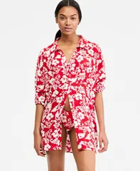 ロキシー レディース トップス シャツ 長袖 Roxy Juniors Days Of Summer LongSleeve ButtonUp CoverUp Shirt Ivory Red アイボリーのサムネイル