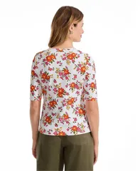 ランズエンド レディース トップス シャツ クルーネック Lands End Womens Elbow Sleeve Crewneck Garden Tee White spring floral ホのサムネイル