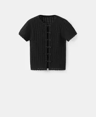 マンゴ レディース アウター ニット・セーター カーディガン MANGO Womens Toggles Openworknit Cardigan Black ブラックのサムネイル