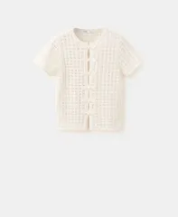 マンゴ レディース アウター ニット・セーター カーディガン MANGO Womens Toggles Openworknit Cardigan Ecru エクリュのサムネイル
