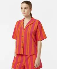 スコッチアンドソーダ レディース トップス シャツ SCOTCH SODA Womens Towelling Short Sleeve Shirt Electric pinkorange stripeのサムネイル