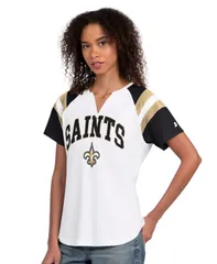 スターター レディース トップス Tシャツ Starter Womens White New Orleansaints Game Onotch Neck TShirt White Gold ホワイトのサムネイル