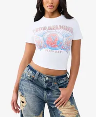 トゥルーレリジョン レディース トップス Tシャツ True Religion Womens Crystal Baby TShirt Optic White ホワイトのサムネイル