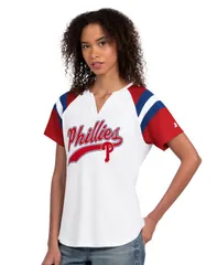 スターター レディース トップス Tシャツ Starter Womens White Philadelphia Phillies Game Onotch Neck Raglan TShirt Whitのサムネイル
