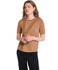 カール ラガーフェルド レディース アウター ニット・セーター クルーネック 半袖 KARLAGERFELD PARIS Womens Crewneck ShortSleeve Sweater Sepのサムネイル