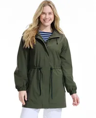 ランズエンド レディース アウター ジャケット・ブルゾン パーカー Lands End Womens Packable Rain Parka Rich olive green グリーンのサムネイル