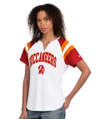スターター レディース トップス Tシャツ Starter Womens White Tampa Bay Buccaneers Game Onotch Neck TShirt White Red ホワのサムネイル