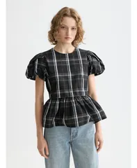 スコッチアンドソーダ レディース トップス シャツ キャップ SCOTCH SODA Womens Cap sleeve taffeta top with peplum Taffeta check チのサムネイル