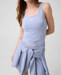 ゲス レディース トップス タンクトップ リブ GUESS Womens Alya Ribbed Scoop Neck Tank Top Nimbus Blue ブルーのサムネイル