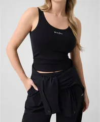 ゲス レディース トップス タンクトップ リブ GUESS Womens Alya Ribbed Scoop Neck Tank Top Jet Black ブラックのサムネイル