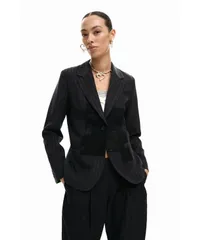 デジグアル レディース アウター ジャケット・ブルゾン ブレザー Desigual Womenstriped patch blazer Black ブラックのサムネイル