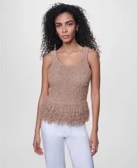 ダナキャランニューヨーク レディース トップス タンクトップ ノースリーブ クロップド フリンジ DKNY Jeans Womensleeveless Cropped Fringe Tank Topのサムネイル