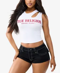 トゥルーレリジョン レディース トップス シャツ カットアウト True Religion Womens Crystal CutOut Rib Toptic White ホワイトのサムネイル