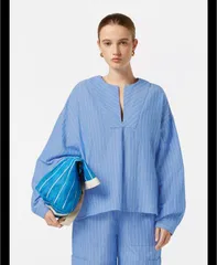 スコッチアンドソーダ レディース トップス シャツ コットン リネン SCOTCH SODA Womenscotch and Soda Cotton Linen bib shirt Blue andのサムネイル