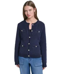 カール ラガーフェルド レディース アウター ニット・セーター クルーネック カーディガン KARLAGERFELD PARIS Womens Crewneck Cardiganaval Academのサムネイル