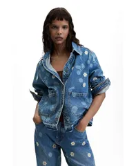 デジグアル レディース アウター ジャケット・ブルゾン コットン デニム Desigual Womens Denim jacket cotton Medium blue ブルーのサムネイル