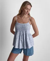ダナキャランニューヨーク レディース トップス タンクトップ DKNY Jeans Womenscoop Neck Tank Top BlueWhite Combo ホワイトのサムネイル
