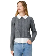 フレンチコネクション レディース トップス シャツ 長袖 French Connection Womens Colla red Keyhole LongSleeve Top Stone Heatherのサムネイル