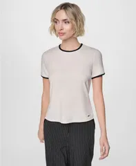 ダナ キャラン ニューヨーク レディース トップス シャツ クルーネック 半袖 DKNY Womens Crewneck ShortSleeve Top Coconutblack ブラックのサムネイル
