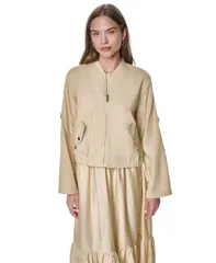 ダナ キャラン ニューヨーク レディース アウター ジャケット・ブルゾン リネン DKNY Womens Roll Tab Linen Bomber Jacket Mojave Desertのサムネイル