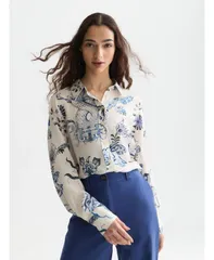 スコッチアンドソーダ レディース トップス シャツ リラックスフィット プリント SCOTCH SODA Womens Printed Relaxed Fitops and Tees Delftileのサムネイル