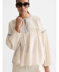 スコッチアンドソーダ レディース トップス シャツ クレープ コットン 刺繍 ブラウス SCOTCH SODA Womens Cotton Crepe Blouse with Embroide redのサムネイル