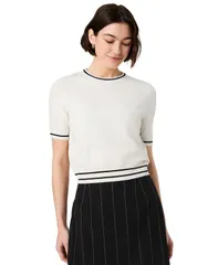 フレンチコネクション レディース トップス シャツ 半袖 French Connection Womens Babysoft ShortSleeve Rib Stripe Toporcelain Crのサムネイル