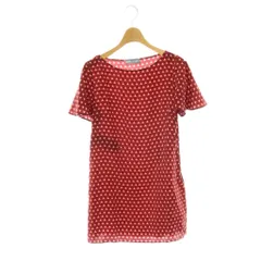 プラダ PRADA 総柄ブラウス 半袖 プルオーバー シルク 40 ボルドー ホワイト /DO ■OSのサムネイル