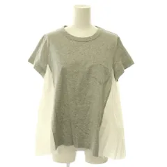 サカイ sacai 18-03704 コットン サイドプリーツ ドッキング Tシャツ カットソー 半袖 2 グレー 白 ホワイト /NR ■OSのサムネイル