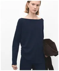 マンゴ レディース アウター ニット・セーター MANGO Womens BoatNecknitted Sweater Dark Navy ネイビーのサムネイル