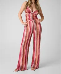 ゲス レディース ボトムス カジュアルパンツ ニット GUESS Womens Gianna HighRise Knit Fit and Flare Pants Pop Rose Multi マルチカのサムネイル