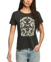 ラッキーブランド レディース トップス シャツ クルーネック Lucky Brand Womens Moon Flower Classicrewneck Top Jet Black ブラックのサムネイル