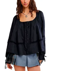 フリーピープル レディース トップス シャツ Free People Womens La Lune Scoop Neck Top Black ブラックのサムネイル