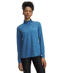 アンダーアーマー レディース トップス シャツ ロゴ Under Armour Womens Twistech QuarterZip Logo Top Aegean BlueBlackout Navyのサムネイル