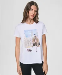 ダナ キャラン ニューヨーク レディース トップス Tシャツ 半袖 グラフィック DKNY Womens Midtown Dog Walker Graphic ShortSleeve TShirt Wのサムネイル