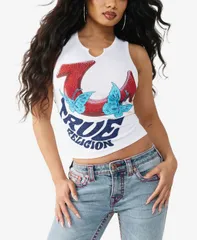 トゥルーレリジョン レディース トップス シャツ True Religion Womens Crystal VNotch Racer Tank White ホワイトのサムネイル