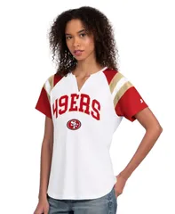 スターター レディース トップス Tシャツ Starter Womens White San Francisco 49ers Game Onotch Neck TShirt White Red ホワイのサムネイル