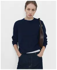 マンゴ レディース アウター ニット・セーター MANGO Womens RoundNecknitted Sweater Dark Navy ネイビーのサムネイル
