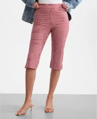 ゲス レディース ボトムス カジュアルパンツ キャップ GUESS Womens Marilyn Vichy MidRise Capris Red Aand White Vichy ホワイトのサムネイル