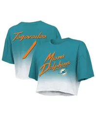 マジェスティック レディース トップス Tシャツ Majestic Womens Threads Tua Tagovailoaqua White Miami Dolphins DripDye Playのサムネイル