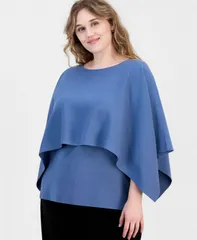 アンクライン レディース アウター ニット・セーター ケープデザイン アシンメトリー プラスサイズ キャップ ケープ Anne Klein Plusize Asymmetricape Knitop Dのサムネイル