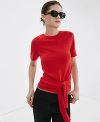 マンゴ レディース アウター ニット・セーター MANGO Womens Bow Detail Sweater Intense Red レッドのサムネイル